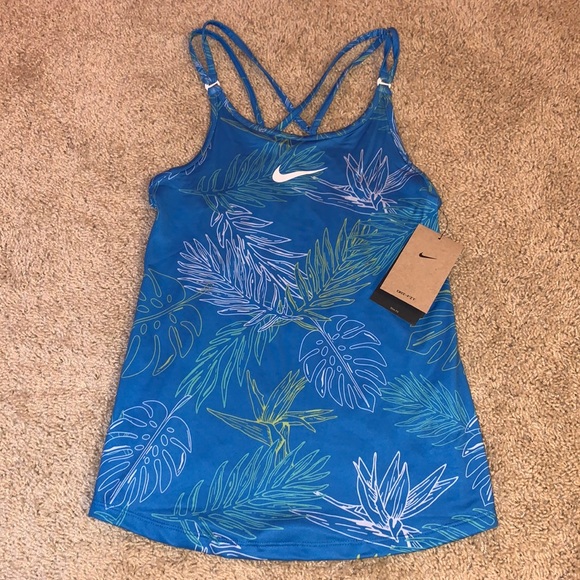 Nike Tops - NWT Nike Women’s Blue Tropical Print Tank Top Dri-Fit XS